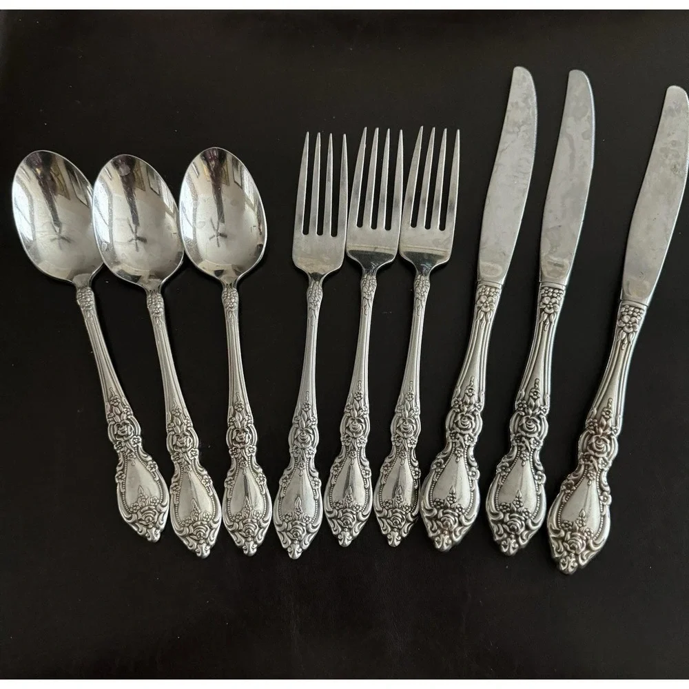 Oneida WORDSWORTH Stainless Flatware‎ 9 Pieces Spoon Fork Knife